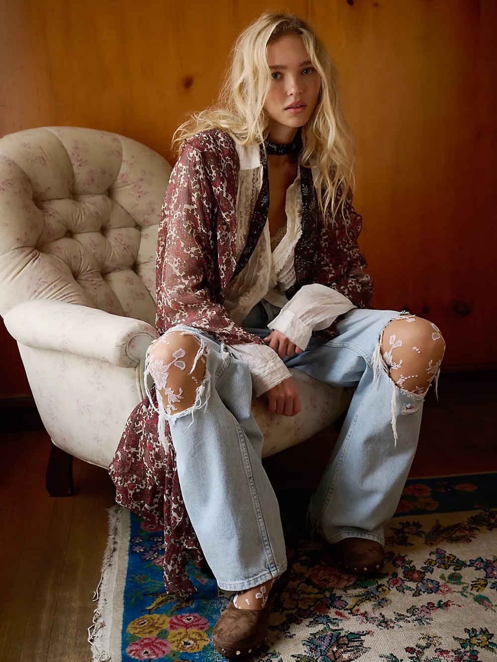 NWT FREE PEOPLE High Low Printed Duster | Forever Parsley MSRP $128